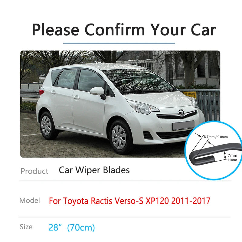 For Toyota Ractis Verso-S Space Subaru Trezia XP120 2011~2017 Front Wiper Blades Windshield Windscreen Window Brushes Accessorie Vue