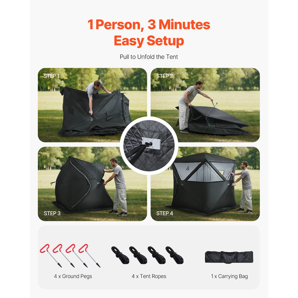 4-Person Portable Outdoor Sauna Tent | Steam & Dry | Camping Portable Sauna Tent Vue