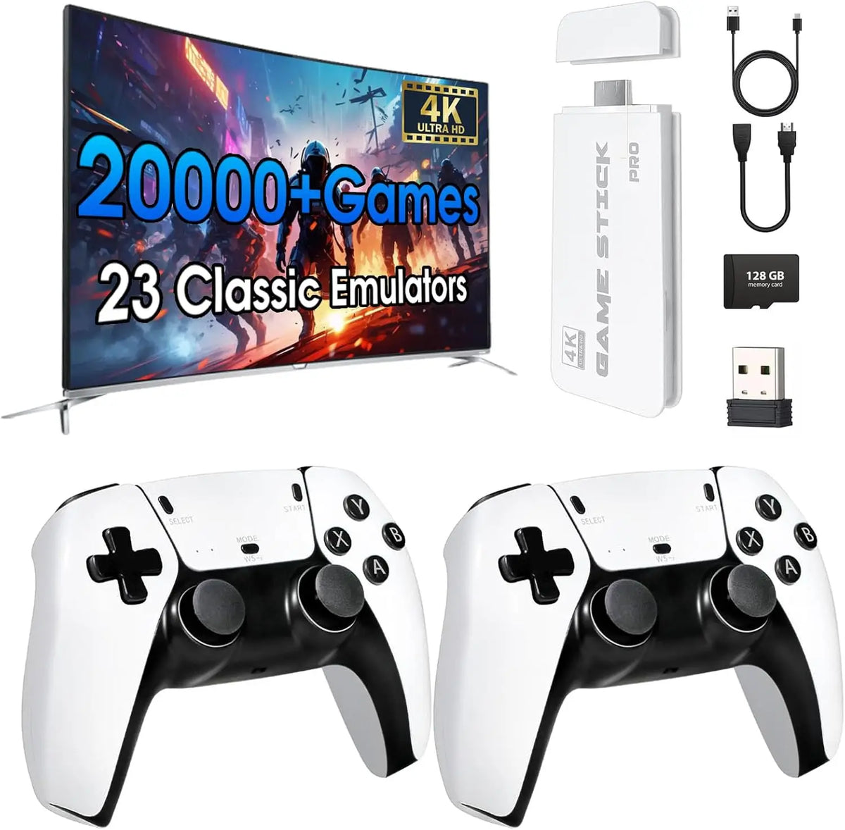 2026 New Retro Gaming Console with 23 Emulators & 20,000+ Built-in Games 4K HDMI 2.4G with Dual Wireless Controllers Vue
