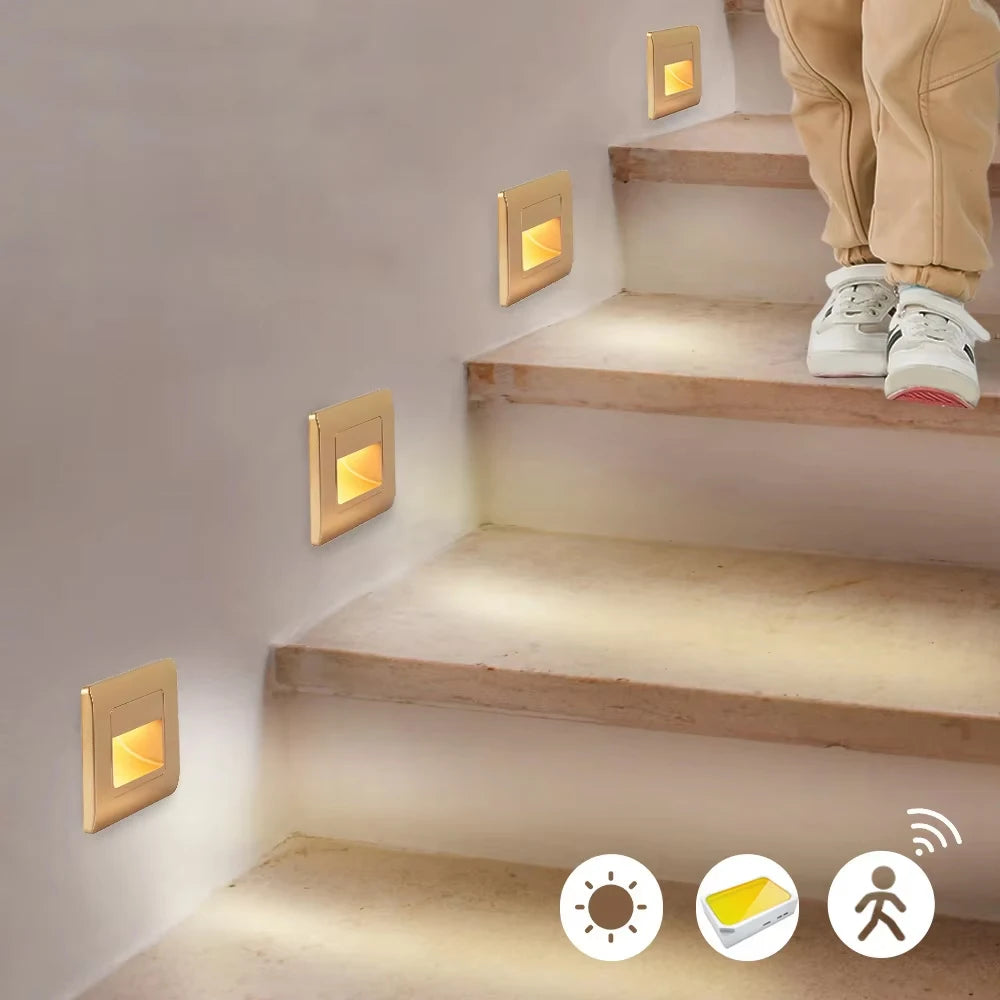 SANDIY Radar Sensor Recessed Stair LED Wall Light | Motion Night Recessed Wall Sconce Vue