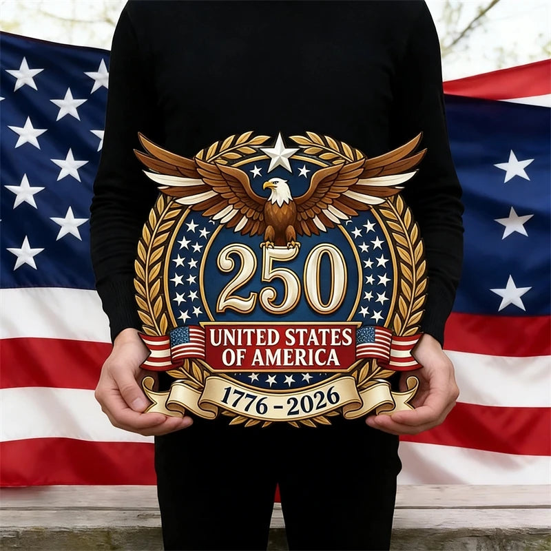 Wooden 250th Anniversary Door Plaque Rustic Patriotic Sign For Porch Wall Entry Decor Independence Day Gift For Family Couples Vue