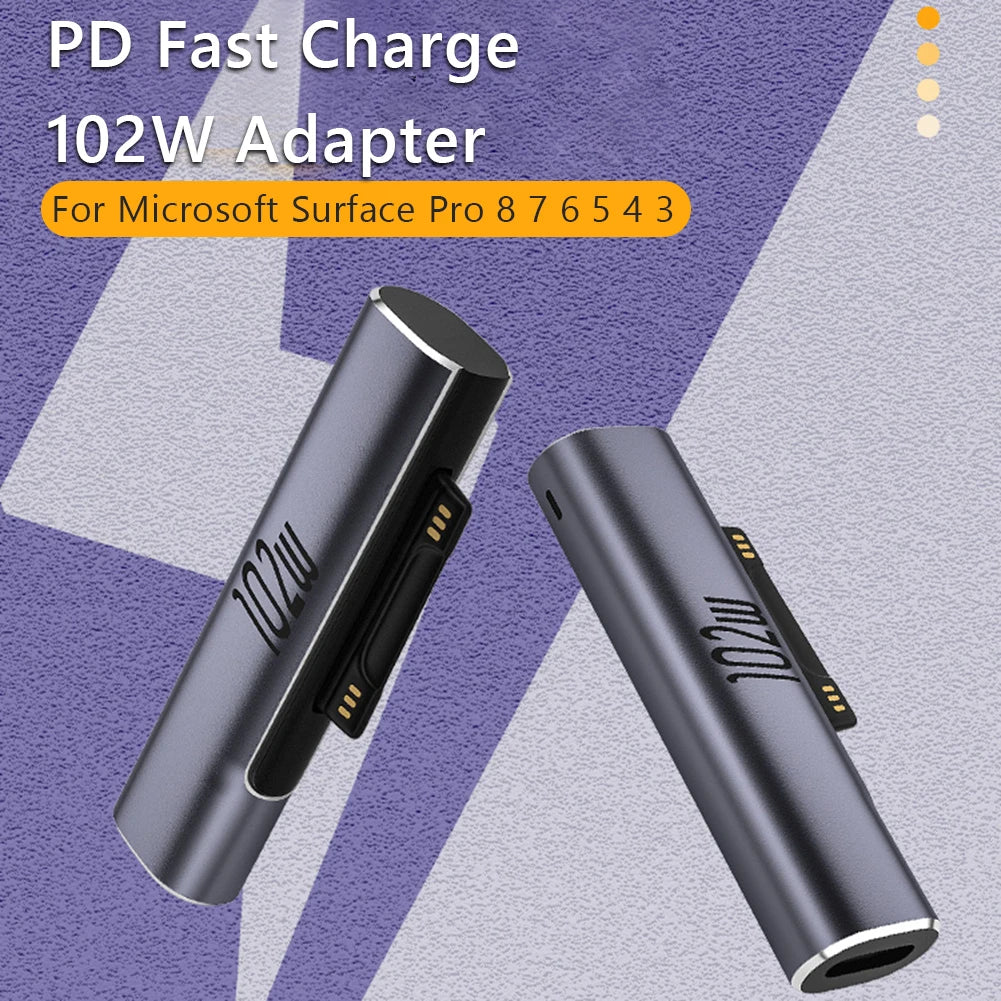 USB-C PD Adapter for Microsoft Surface Pro Go Book – 102W USB-C Charging Adapter Vue