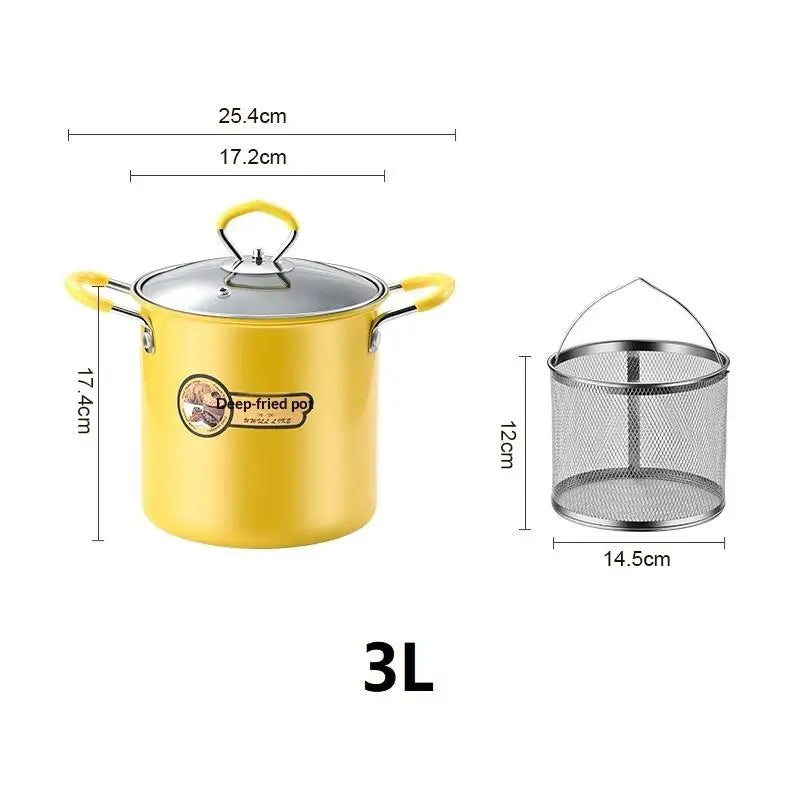 2/3L Deep Fryer Pot Stainless Steel Frying Pot With Oil Filter Rack Lid For Home Kitchen Cooking Appliances Cookware〔CC11〕 Vue 3L