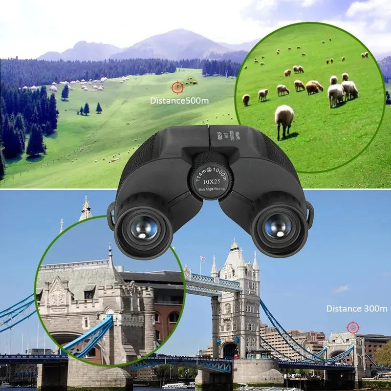 10x25 HD Mini Binoculars BAK4 FMC – Bird Watching & Travel Compact Binoculars Vue