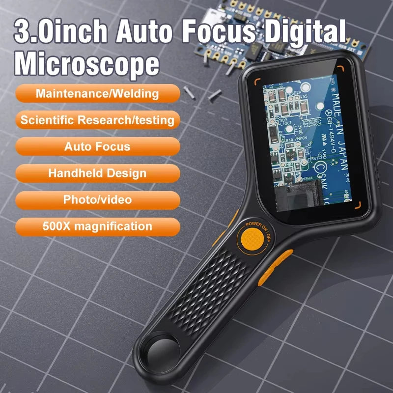 Digital Microscope Handheld 3.0 inch IPS Color Screen Autofocus 2MP Coin Video Microscopes 500x Magnification Vue Default Title