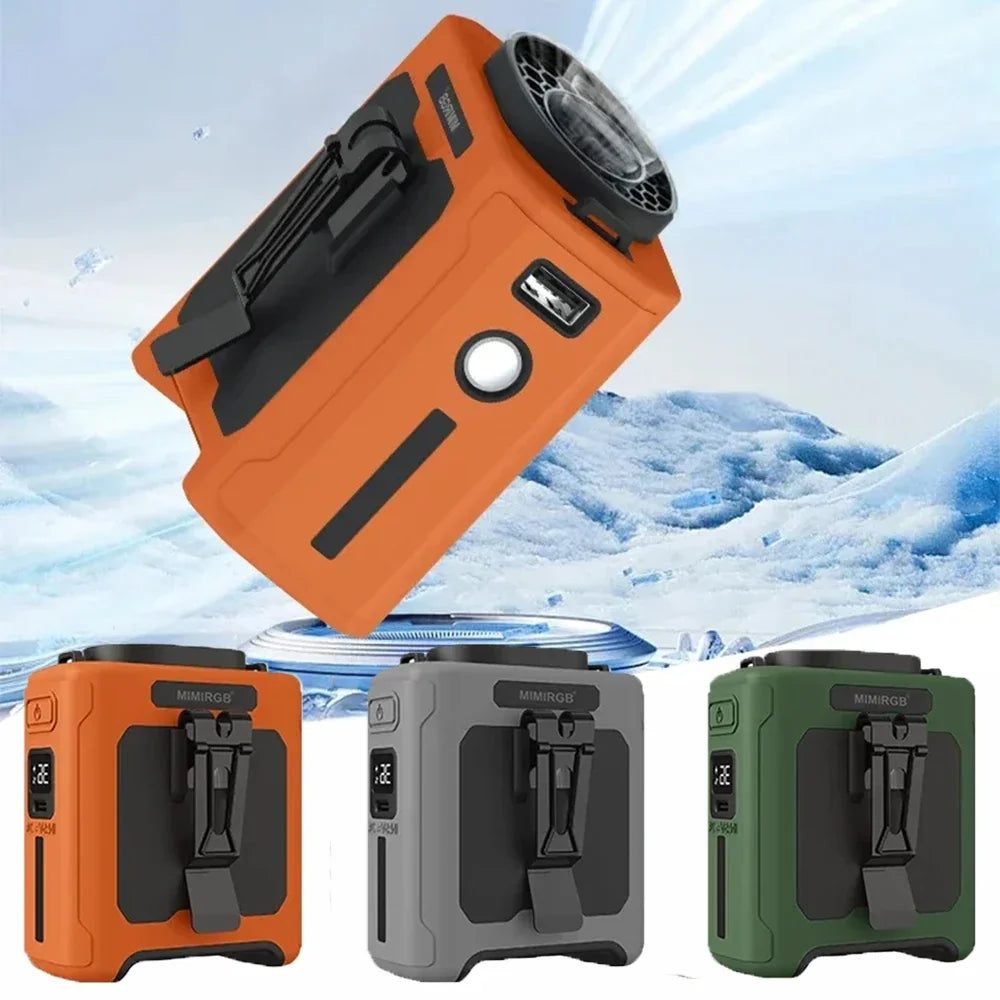 New Waist-Worn Fan for Outdoor Hiking and Mountain Climbing: Ventilation and Cooling, Waist-Worn Design, LED Light, USB Power Vue
