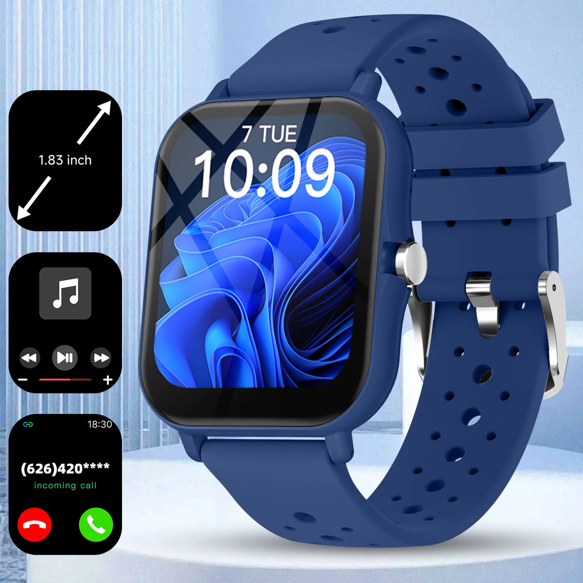 2026 New Sport Smartwatch for Android/IOS Sleep Monitoring Fitness Tracker BT Call Voice Assistant Men Women Watch Gifts Choice Vue blue-dd