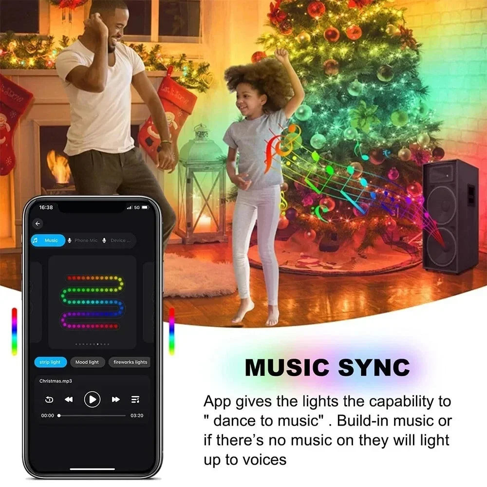 400LEDs Smart Christmas Tree Light LED Fairy String Light APP Remote Music Sync DIY Color for Outdoor Indoor Xmas Tree Decor Vue