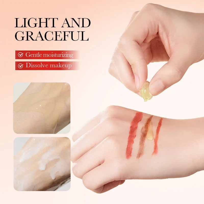 35Pcs Grapefruit Makeup Remover Capsules, Containing Grapefruit Extract, Mineral Oil, Glycerin and Other Skin-Friendly Ingredients, Are Compact and Portable, Gentle and Non-Irritating, Easily Remove Heavy Makeup and Cleanse t Vue