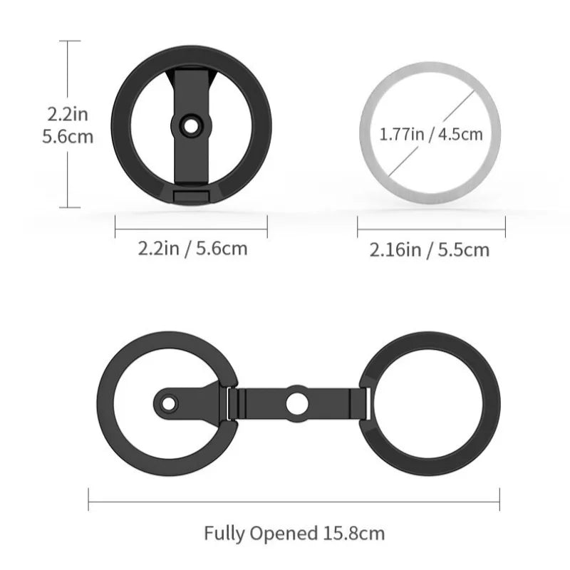 Foldable Double Sided Magnetic Phone Ring Stand 360° Rotatable Photography Bracket Universal Smartphone Grip Vue