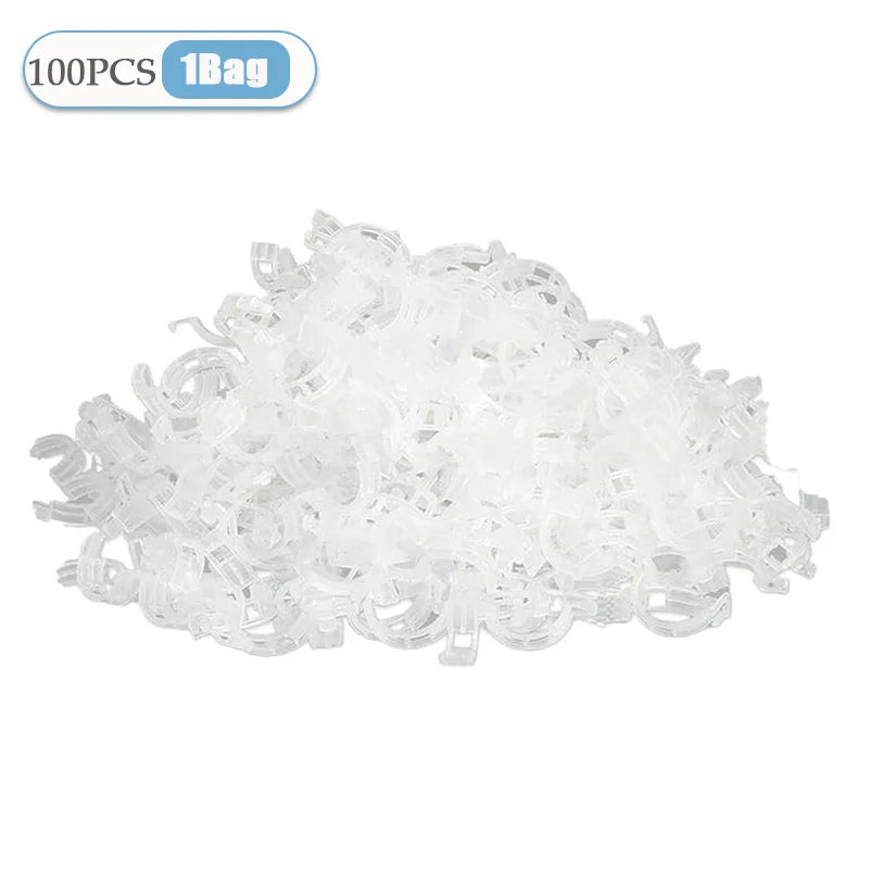 100-800PCS Plastic Plant Clips Support Connects Reusable Protection Grafting Fixing Tool Gardening Supplies for Vegetable Tomato Vue White-1Bag-100PCS