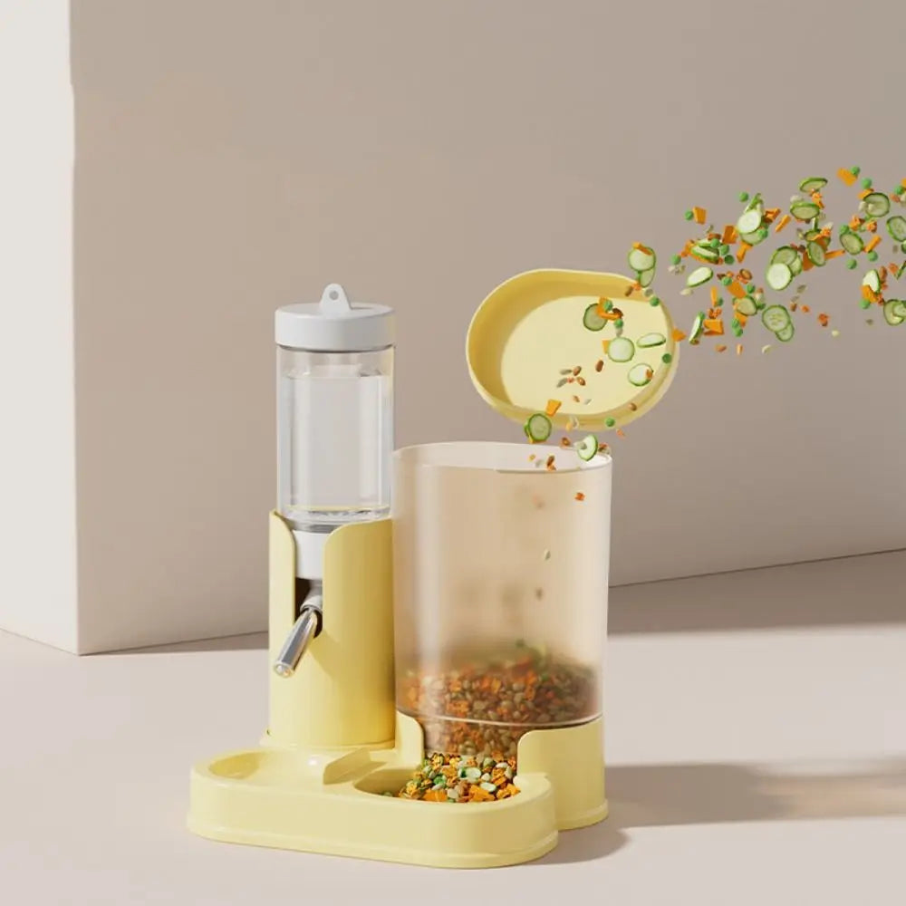 No Drip 2 in 1 Hamster Water Dispenser Leak-Proof Automatic Pet Auto Dispenser with Base Hamster Food Basin Indoor Vue
