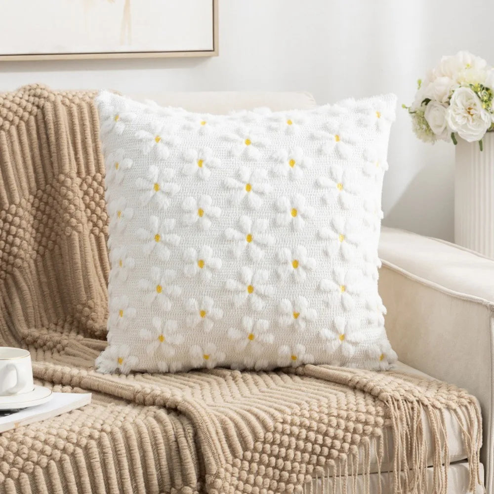 Comfortable Plush Rabbit Throw Pillow Cover Warm 45cm Pillowcase Square Sofa Cushion Cover Bedroom Vue Style C
