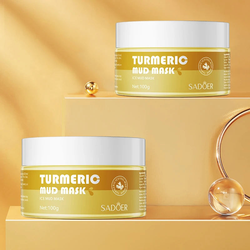 100g Turmeric Mud Mask, Containing Ginger Peel Skin Care Ingredients, Provides Delicate Hydration, Freshens and Moisturizes, Offering Nourishing Care for Dry Skin, Making It Soft, Smooth, and Delicate. Vue