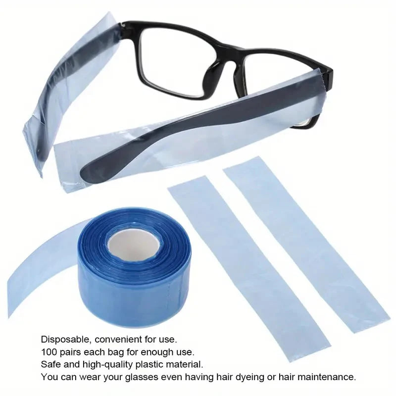 200pcs Disposable Eyeglasses Leg Sleeves Covers Hairdressing DIY Barber Hair Coloring Protector Anti-Staining Tools Vue
