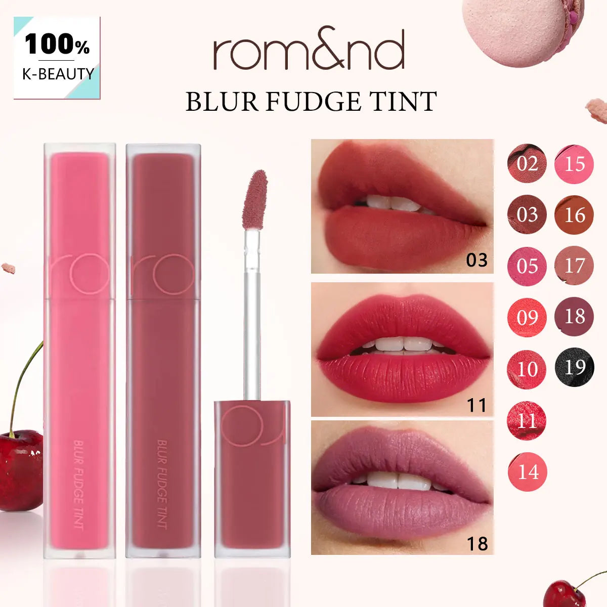 rom&nd BLUR FUDGE TINT-12 Shades,Non-Drying Texture,Luxury Makeup,Smooth Glide Application,Korean Cosmetic,Korean Makeup Vue