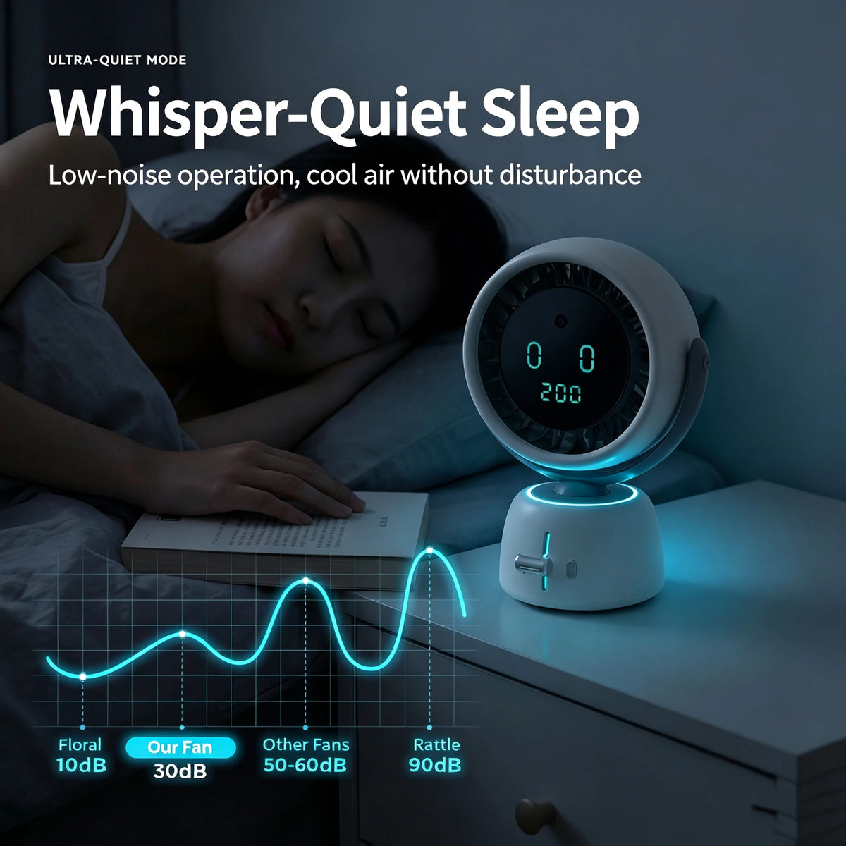 AI Face Tracking Mini Fan Smart Digital Display Portable Personal Cooling Fan for Outdoor Travel Vue
