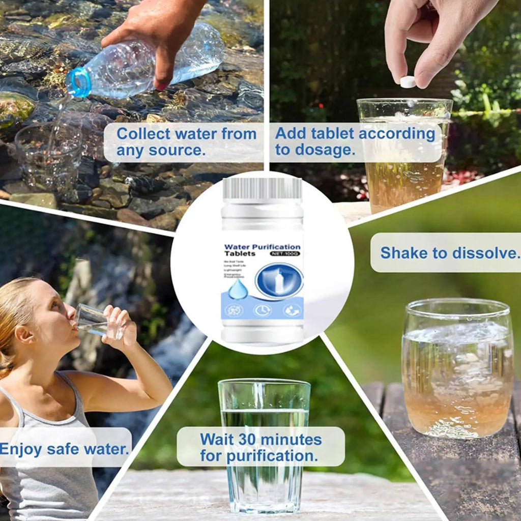 Water Filter Tablets Safe Odorless Portable Effective Camping Hiking Water Filter Tablets for Backpacking Hunting Traveling Vue