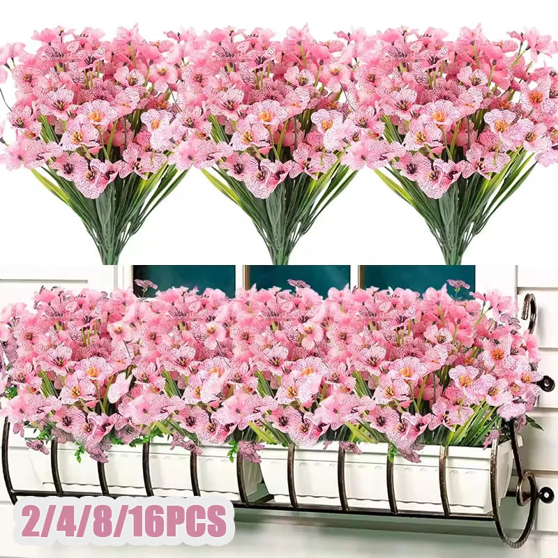 2-16PCS Violet Artificial Flowers Wall Hanging Fake Flower Bouquet Outdoor Home Garden Decoration DIY Wedding Party Home Decor Vue