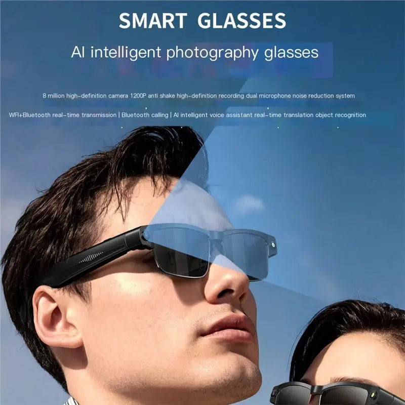 Hot-8MP Camera Smart Glasses Photo Video Record BT Call Music Playback Smart Glasses Al Recognition Voice Sunglasses Vue