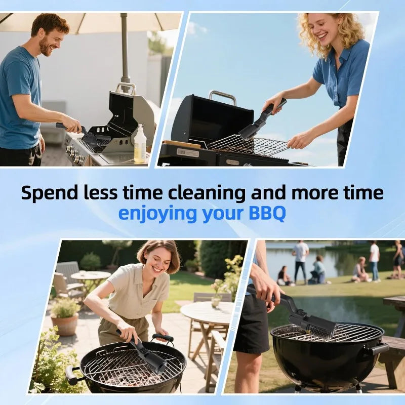 Electric Grill Brush 2 in 1 Cordless Rechargeable Grill Cleaning Brush Stainless Steel Brush Head 3-Speed Power for BBQ Grates Vue