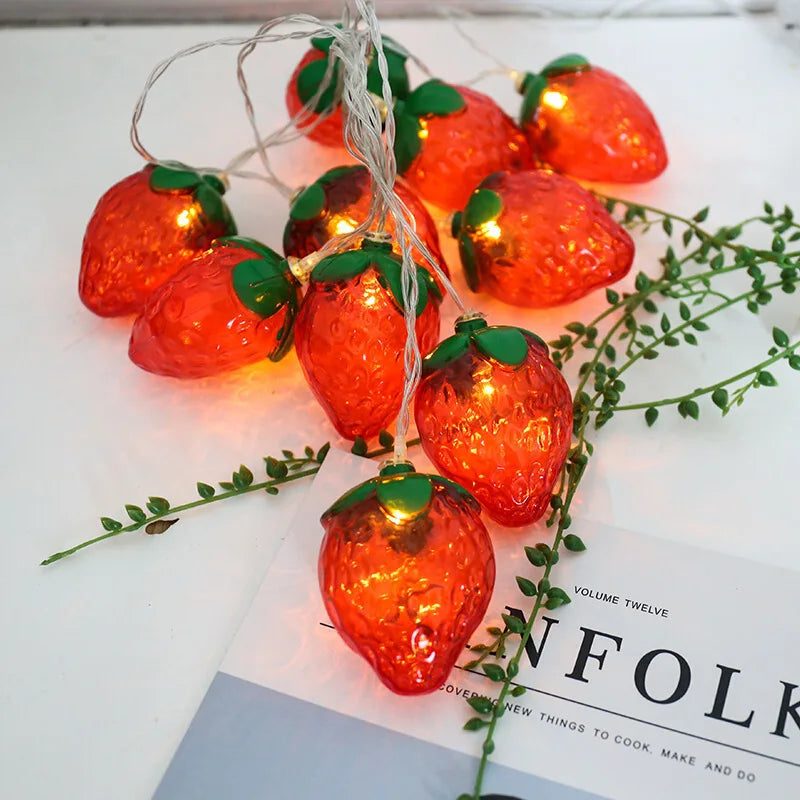 10M 80LEDS Strawberry Fruit Light String Lights For Home Kitchen Decoration Fairy Lights LED Hanging Party Decor Lights 918 Vue