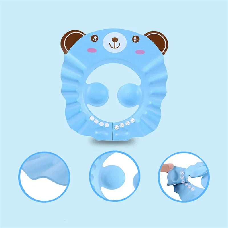 vvocci Shower Baby Soft Cap Adjustable Hair Wash Hat Bathing for Kids Ear Protection Safe Children Shampoo Protect Head Cover Vue