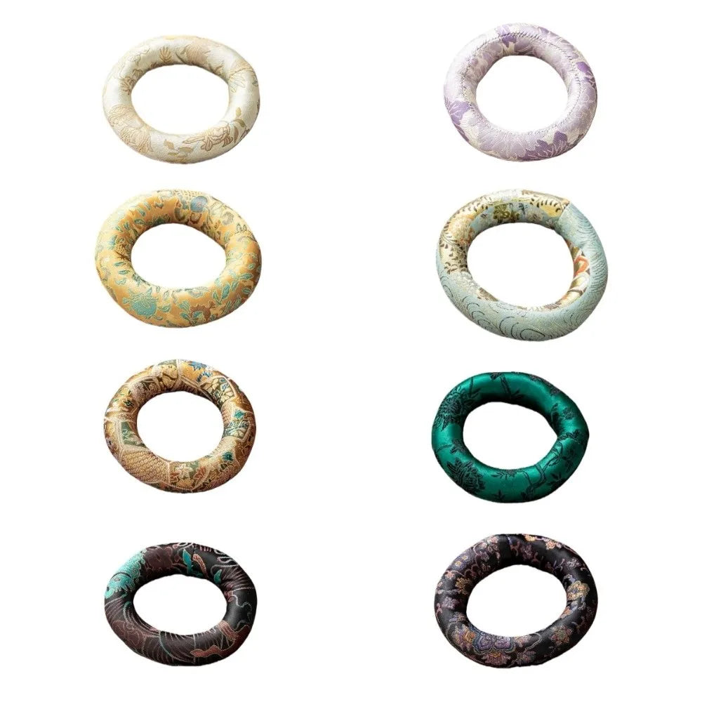 Spiritual Accessory Nepalese Singing Bowl Mat Cloth Non Slip Donut Shape Mat Round Traditional Drink Cup Mat Meditation Vue