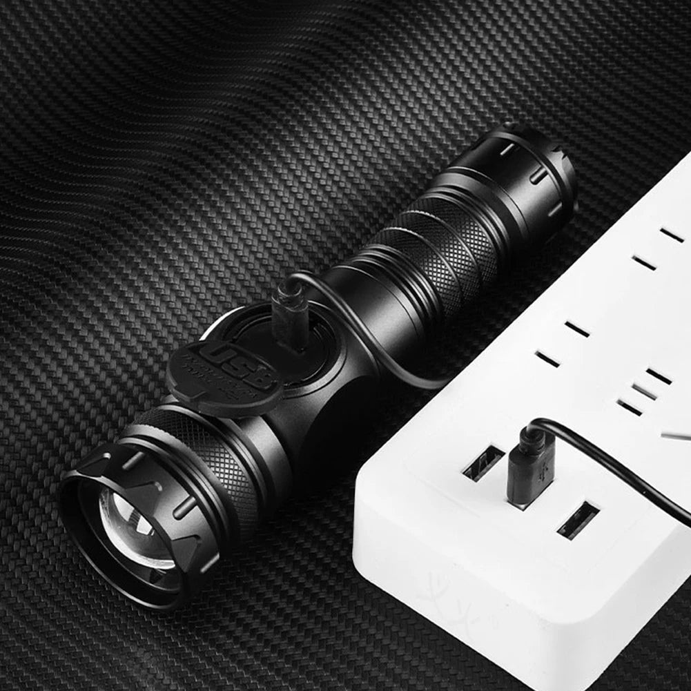 APWIKOGER 1600 Lumen Rechargeable LED COB Flashlight Zoomable LED Camping Flashlight Vue