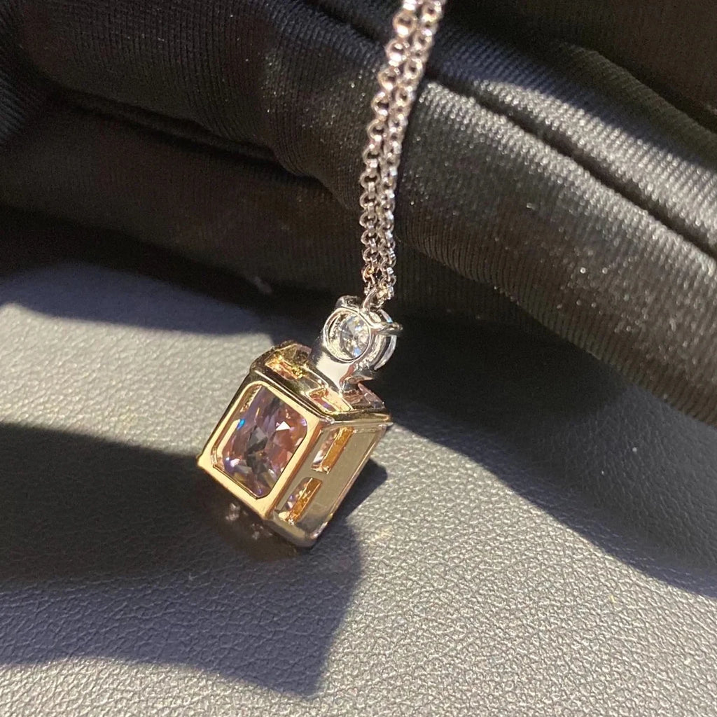 Huitan Two-Tone Pink Cubic Zirconia Pendant Necklace Pendant Necklace Vue