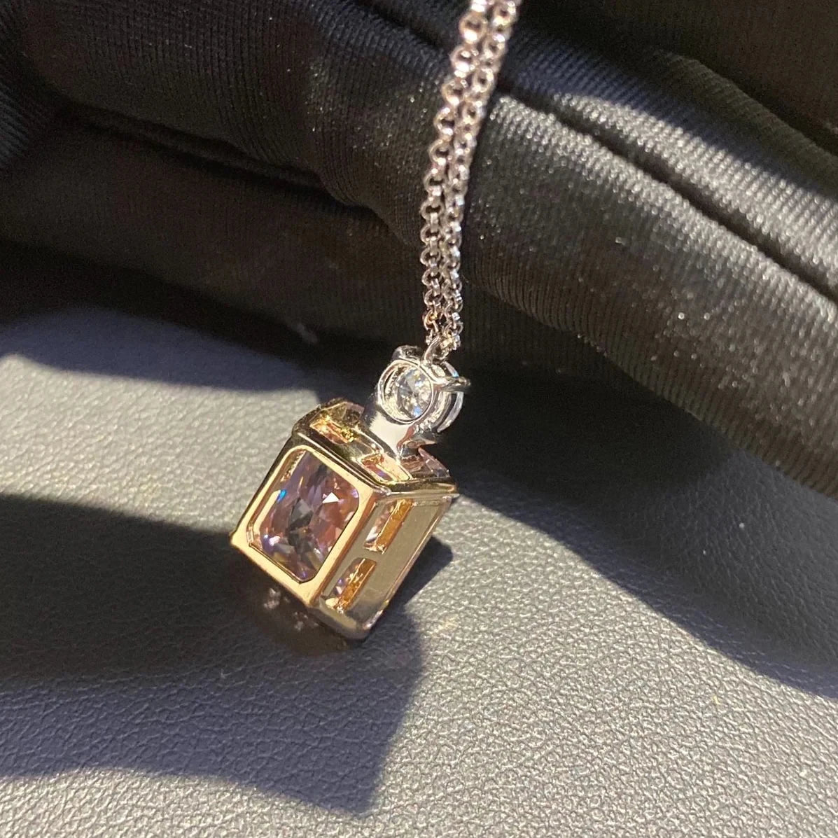 Huitan Two-Tone Pink Cubic Zirconia Pendant Necklace Pendant Necklace Vue