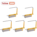 Adjustable Over Sink Dish Rack Extendable Drain Basket for Washing Vegetables Dishes Sponge Towel Storage Kitchen Organizer Tray Vue Yellow-5PCS