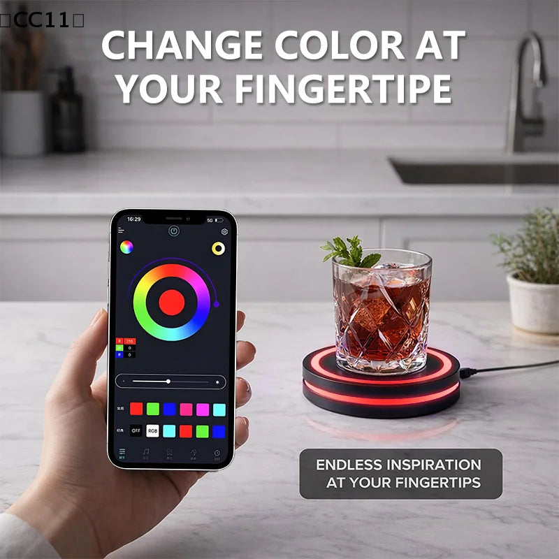 Smart Coaster Cocktail Maker Machine LED Lights Waterproof Design Vue