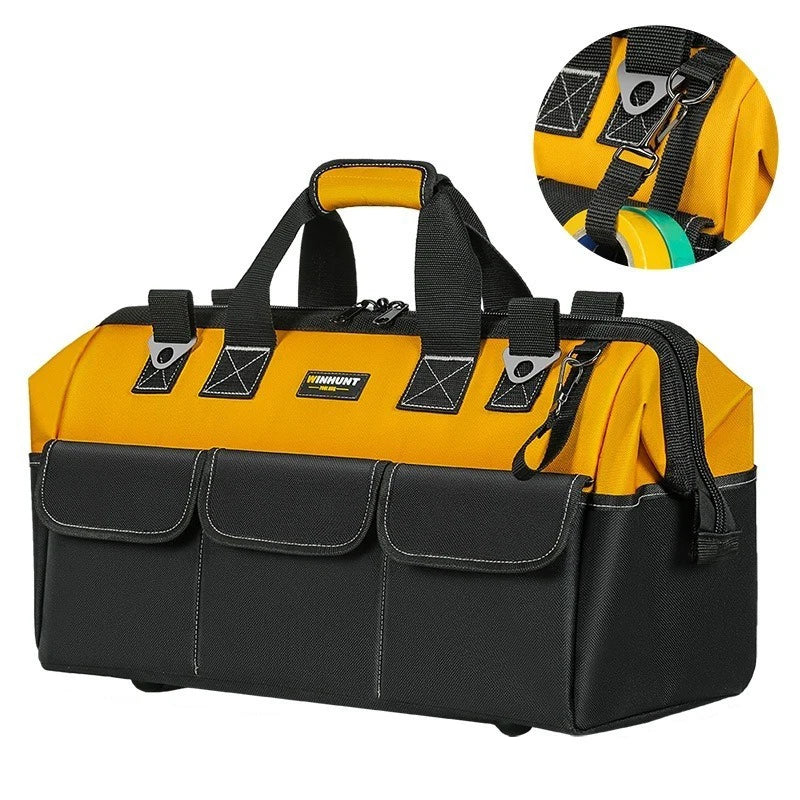 Multi-Pocket Heavy Duty Tool Bag with Reinforced Bottom, Portable Tote for Electricians, DIY, Repair and Installation Vue