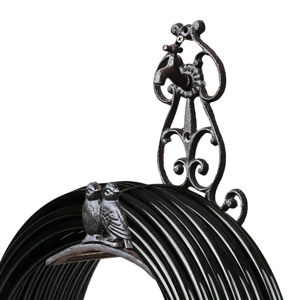 Iron Bird Design Vintage Wall Mount Water Hose Holder Rack for Indoor Courtyard Garden Patio Deck Fence House Vue