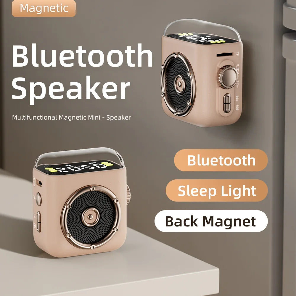 Mini Wireless Bluetooth Speaker Magnetic Backclip Time Display Hifi Sound Night Light Handsfree TF Card Play MP3 Music Player Vue