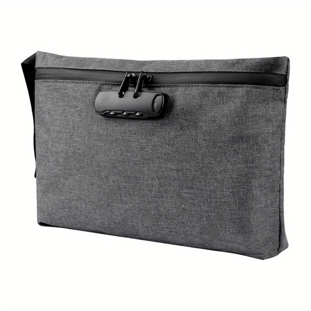 Combination Lock Smell Proof Stash Bag Carbon Lined Waterproof Smell Isolation Case Double Zipper with Handle Vue Grey