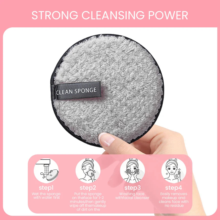 5PCS NEW Face Wash/ Makeup Remover Puff Suitable for Home Or Travel Vue