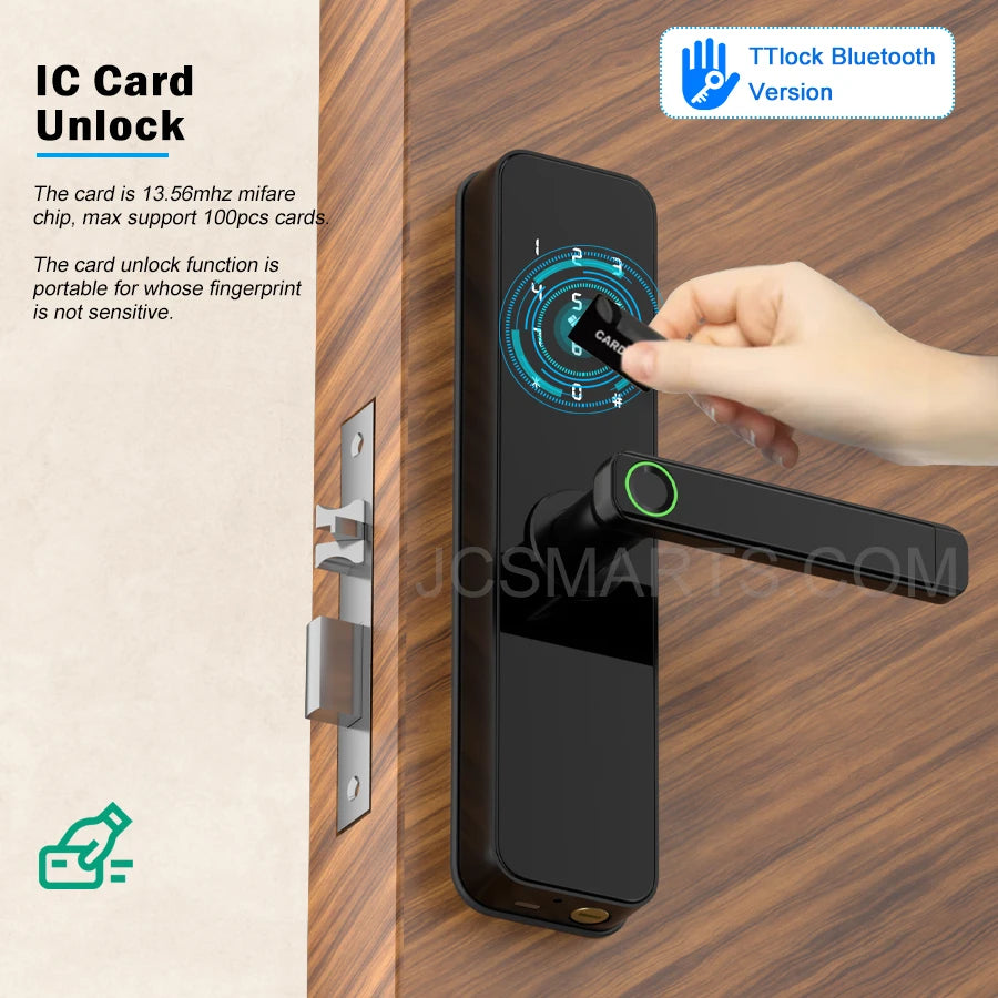 Cerradura Inteligente Biometric Smart Lock Keyless TTlock Bluetooth Electronic Smart Door Lock for Apartments Vue