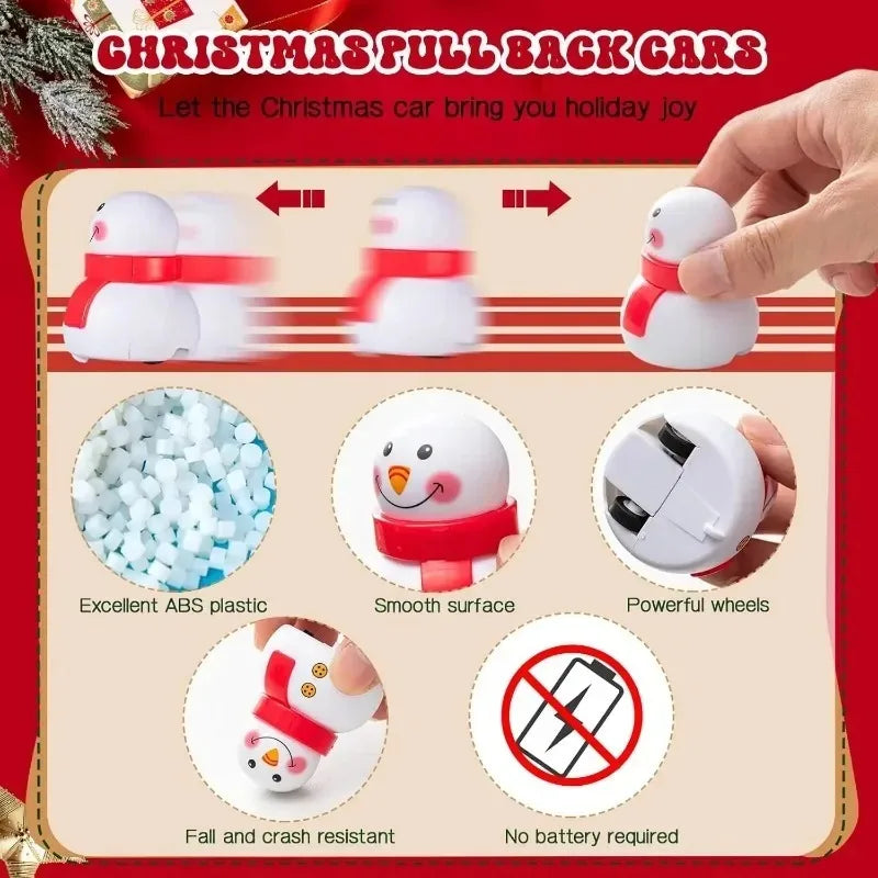 Pull Back Christmas Toy Car Snowman and Christmas Tree Vehicle Interactive Fun Educational Toy Kindergarten Kids Holiday Gift Vue