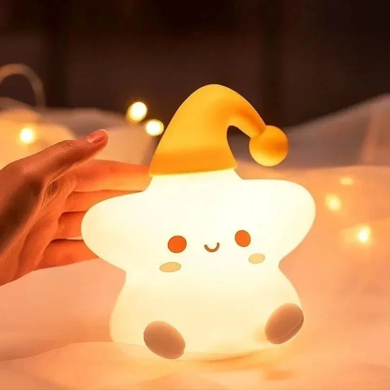 Cute Star Lamp Night Light, Battery Powered LED Ambient Light for Kids Room Bedroom Bedside Decor Vue