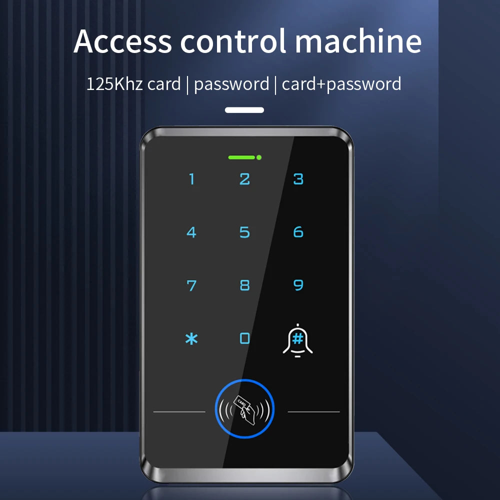 RFID 125Khz Access Keypad Backlight Touch Screen Panel Standalone Access Control Keyboard OutdoorWaterproof Wiegand 26/34 DC12V Vue