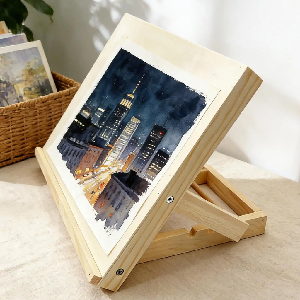 33*23*2.5cm Wooden Adjustable Tabletop Easel, Foldable Portable Painting Stand With Angle, S ketch Drawing Display Holder Vue