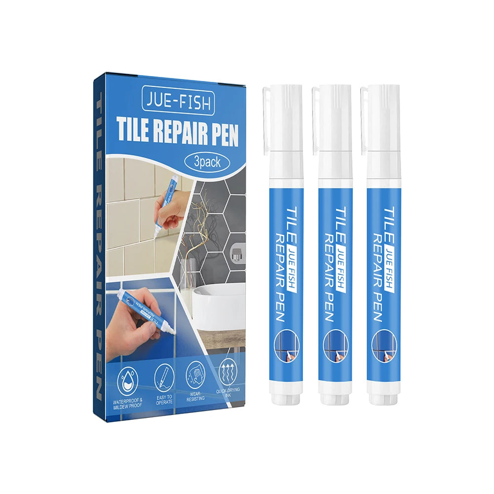 3pcs Tile Grout Paint Pen Mildew-proof Grout Pen White Tile Paint Marker Wall Grout Restorer Pen for Restoring Tile Wall Floor Vue Tile Pen