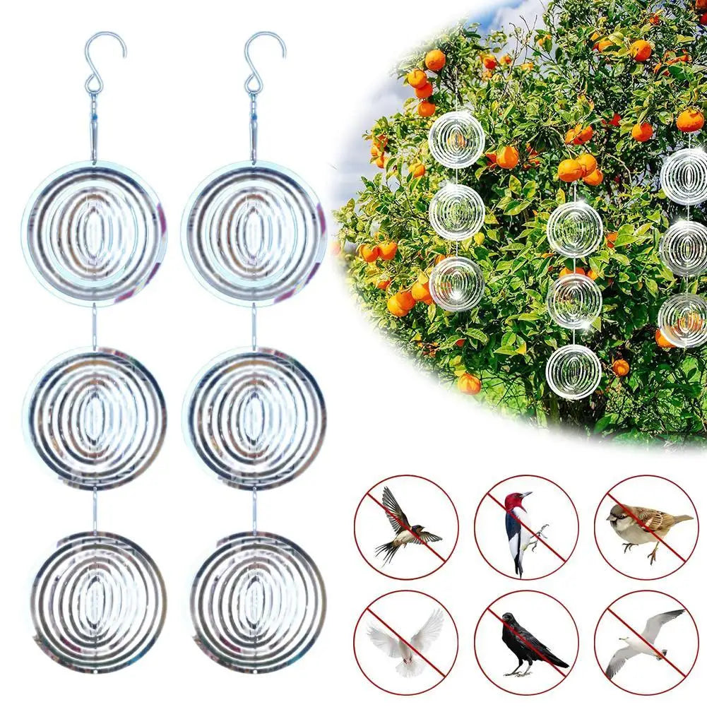 Reflective Hanging Bird Repeller Discs,Wind Chime Bird Deterrent for Garden,Decorative Birdproofing Reflectors to Keep Bird Away Vue