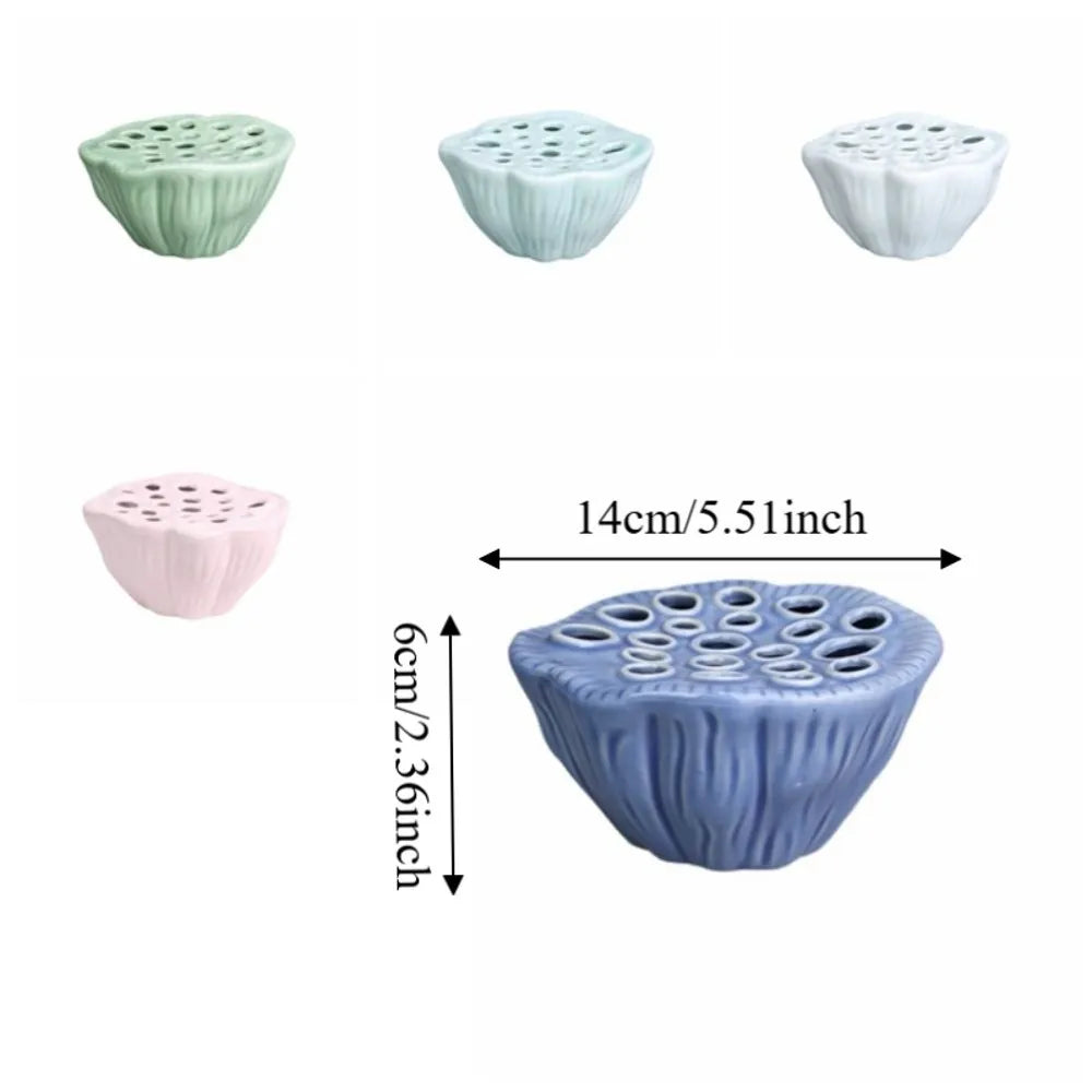 Chinese Style Ceramic Lotus Vase Exquisite Natural Hydroponic Container Zen Meaning Artificial Flower Arrangement Vessel Vue