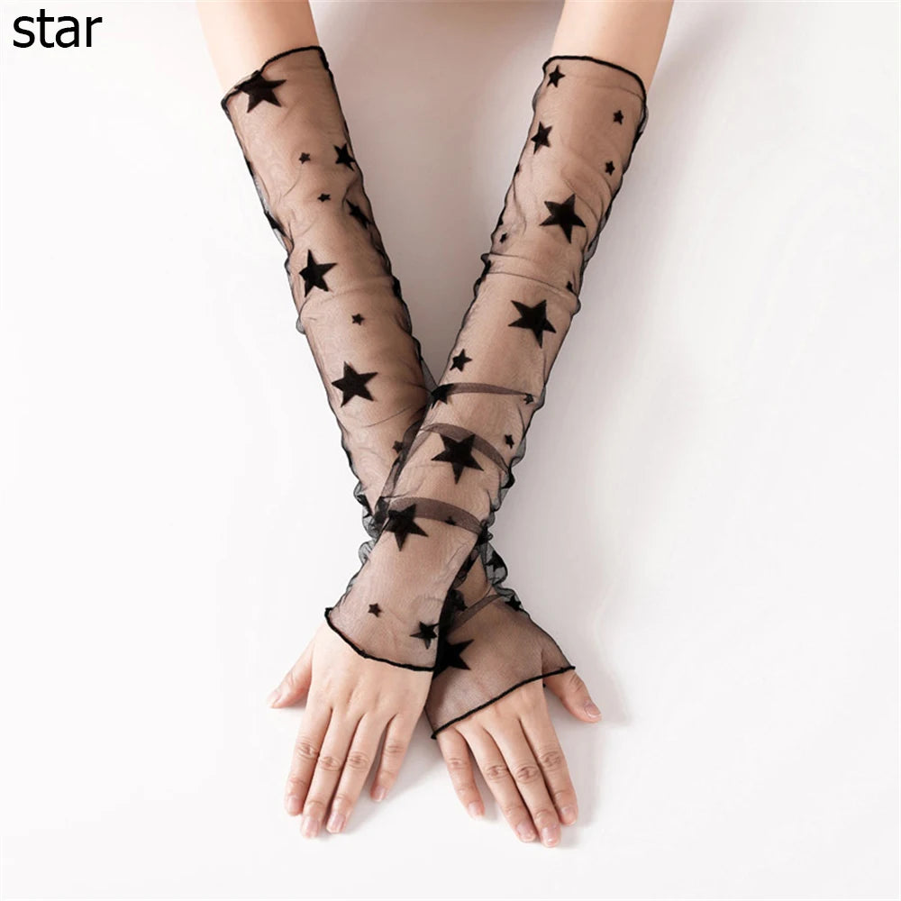Women's Summer Sun Protection Sleeves Mesh Lace UV Thin Long-sleeved Vue star