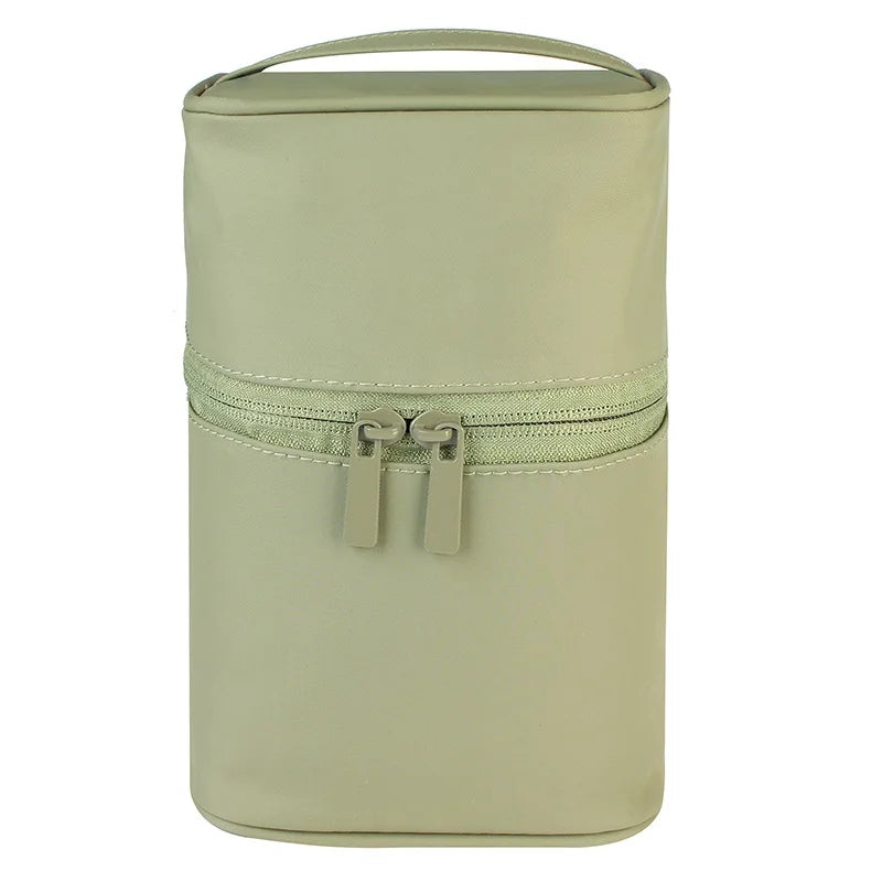 Travel Barrel Shaped Makeup Organizer Female Cosmetic Toiletry Wash Zipper Pouch Women's Trip Make Up Box Accessories Supplies Vue A02-81-Green