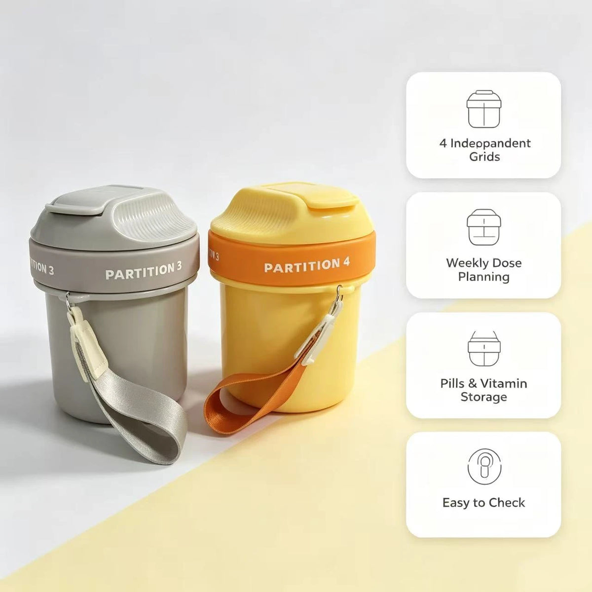 Plastic 4 Grids Pill Box Sealed Moisture Proof Mini Pill Storage Box Dust-proof Waterproof Rotatable Pill Dispenser Daily Vue