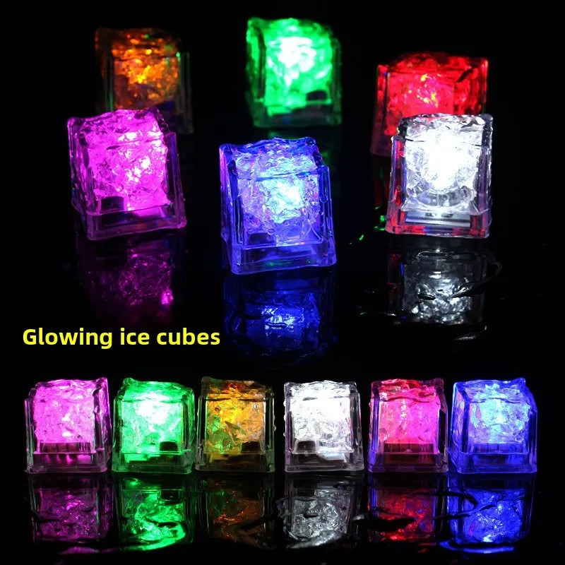 Reusable LED Light-Up Ice Cubes with Color-Changing Modes Waterproof Flashing for Drinks Parties Bars and Home Decor Vue